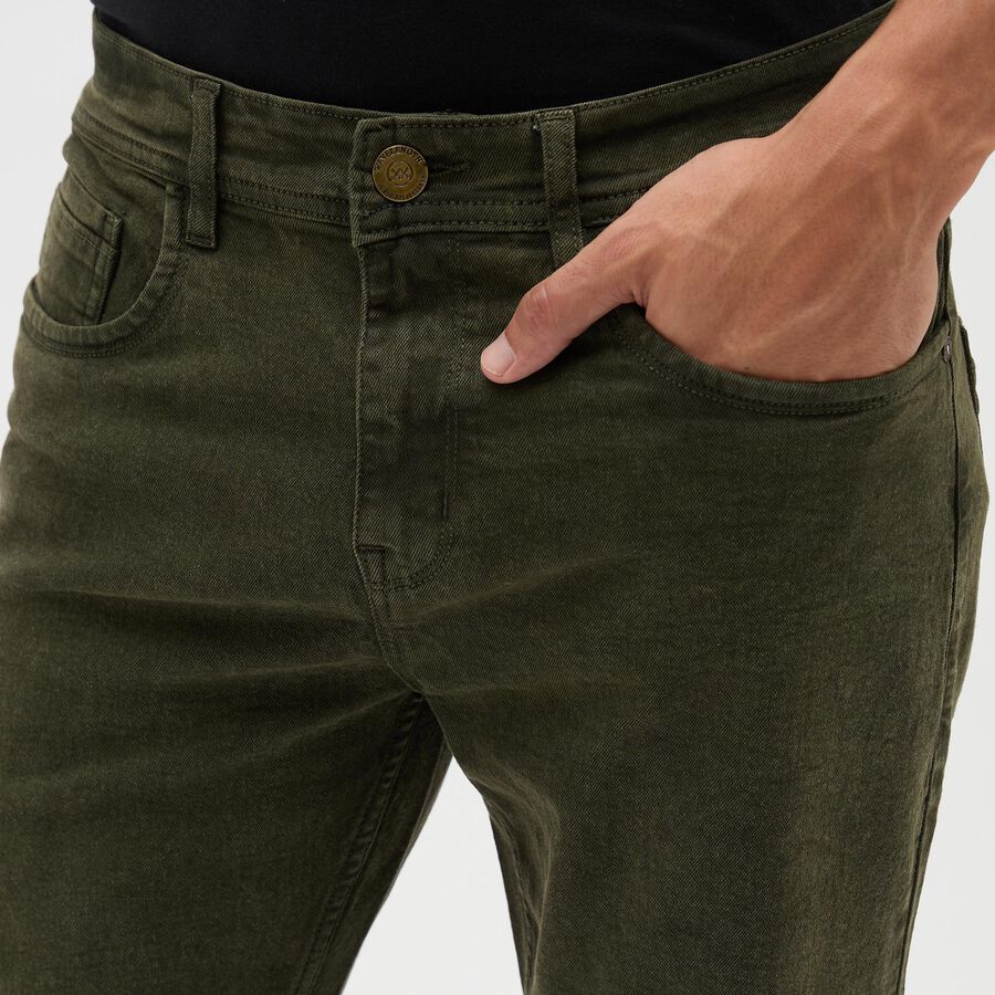 Men's Olive Green Slim Fit Jeans, Olive, large image number null