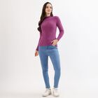 Women's Rich Purple High Neck Fitted Pullover, बैंगनी, small image number null