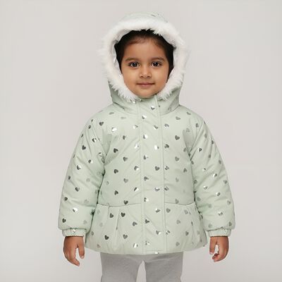 Infants Light Green Hooded Casual Jacket