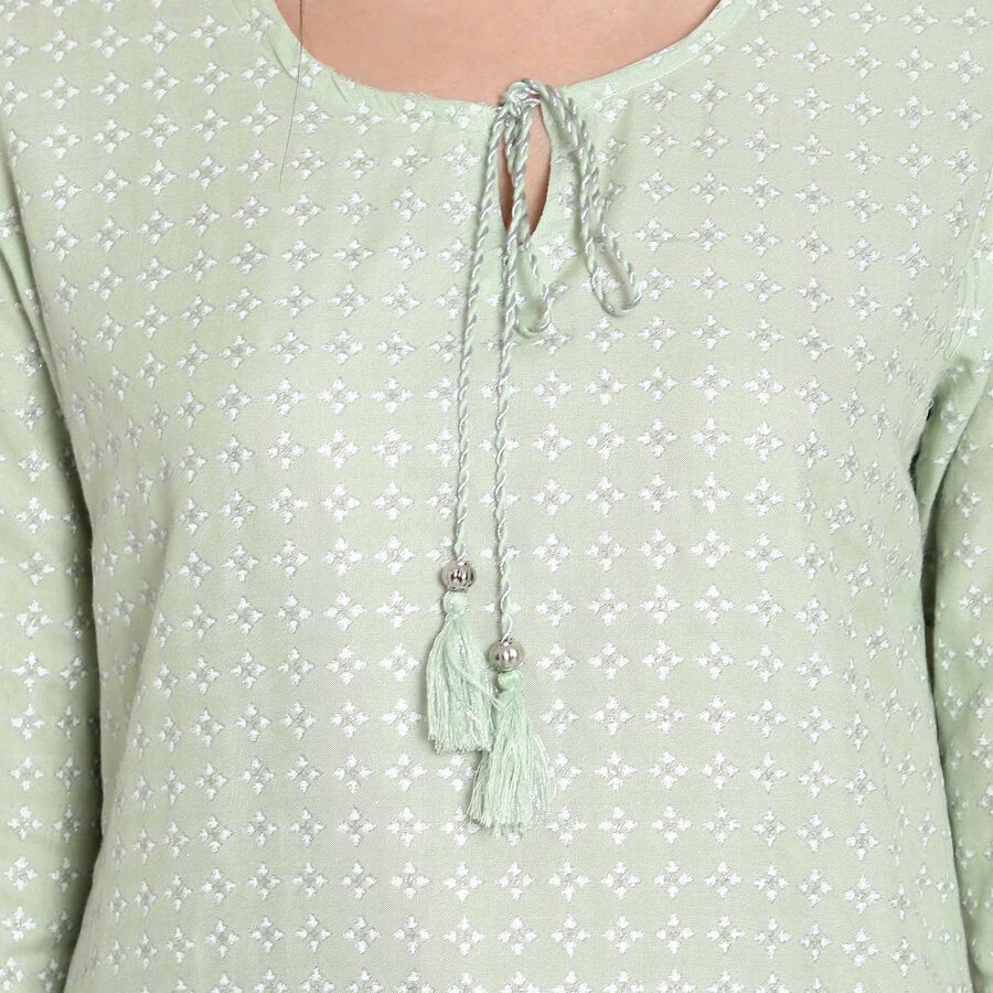Printed 3/4Th Sleeves Kurti, Light Green, large image number null
