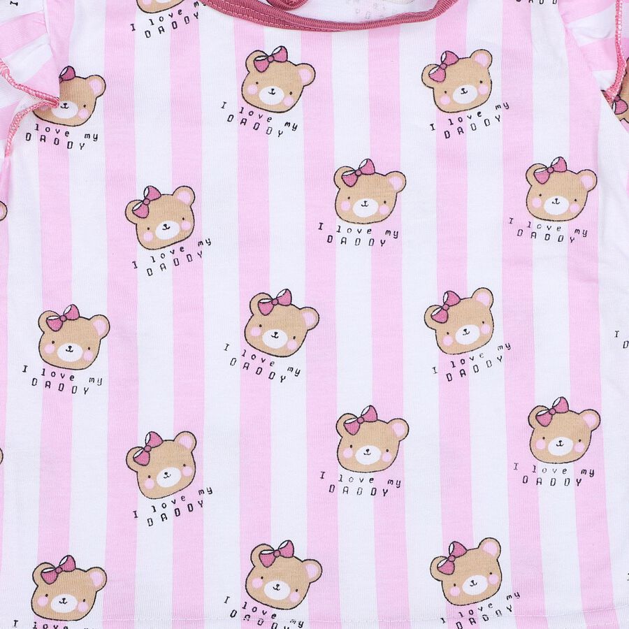 Infants Pink Cotton Round Neck Short Set Upper and Bottom Set, Light Pink, large