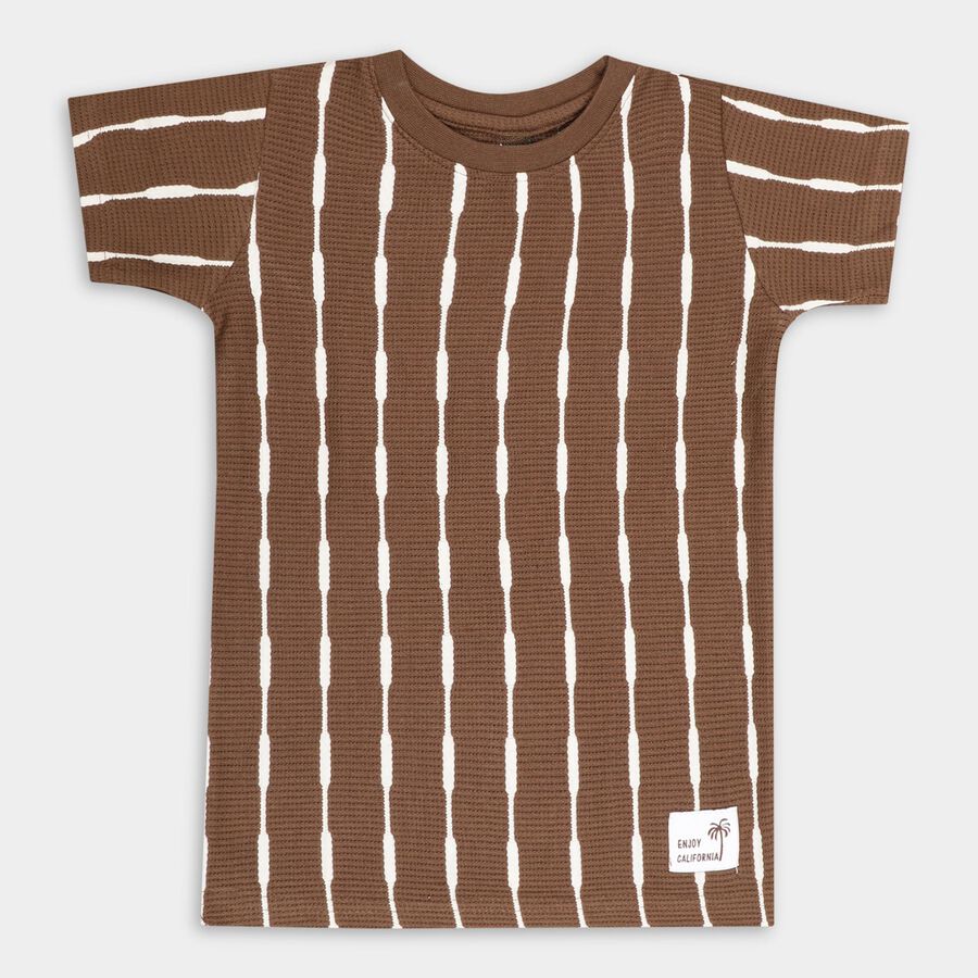 Boys' Half Sleeves T-Shirt, भूरा, large image number null