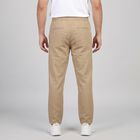 Men's Beige Slim Fit Drawstring Chino Trousers, गहरा पीला, small