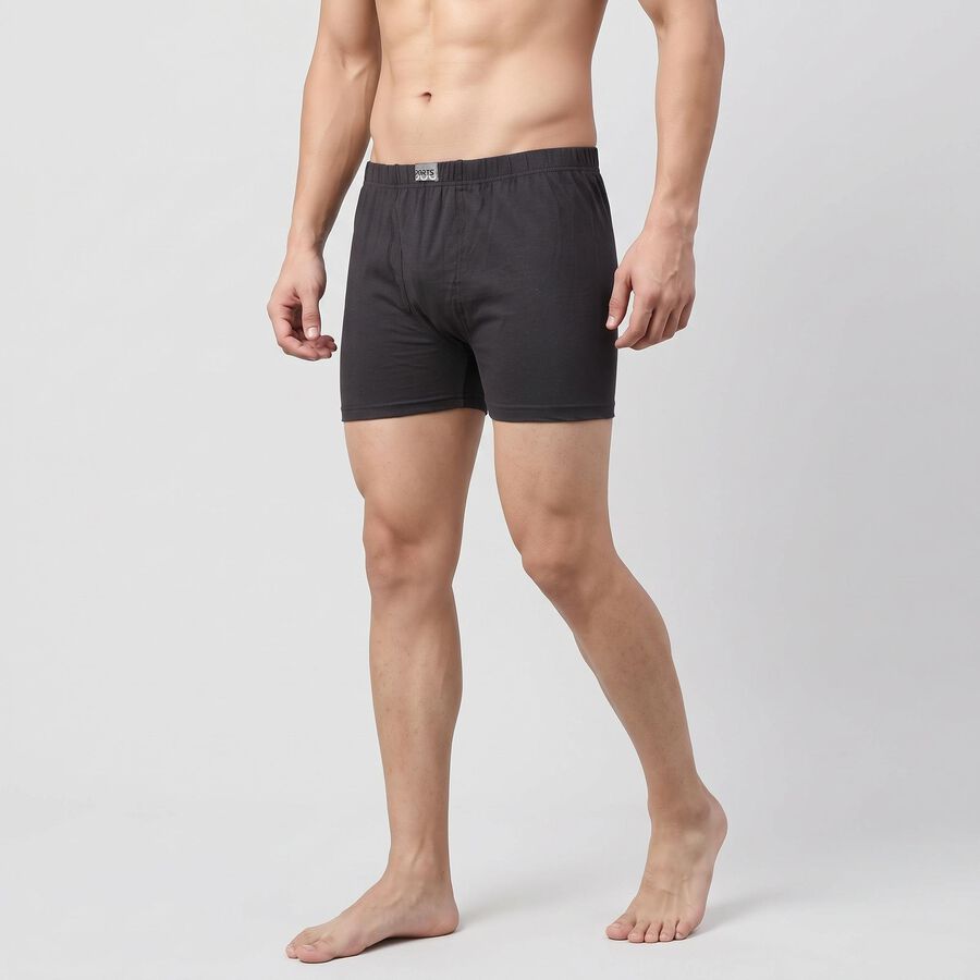 Men's Dark Grey Regular Fit Solid Trunks, गहरा ग्रे, large