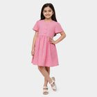 Girls' Pink Round Neck Sleeveless Fit and Flare Dress, Light Pink, small