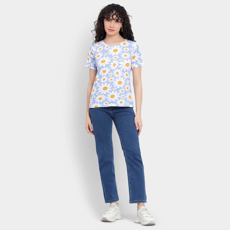All Over Print Round Neck T-Shirt, Light Blue, large image number null