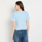 Ladies' 100% Cotton Crop  Top, हल्का नीला, small image number null