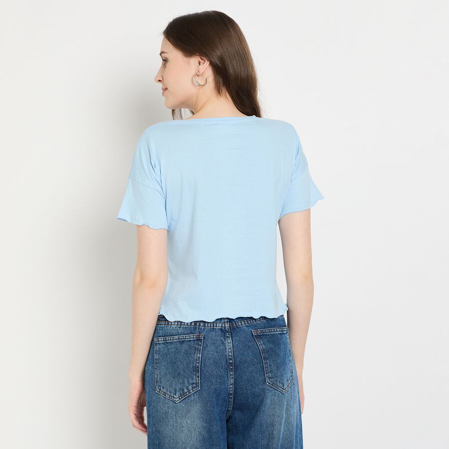 Ladies' 100% Cotton Crop  Top, हल्का नीला, large image number null