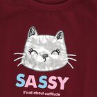 Girls' Deep Maroon Crew Neck Graphic Sweatshirt, Purple, small image number null
