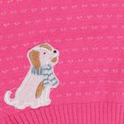 Girls Bright Pink Crew Neck Casual Pullover, Pink, small image number null