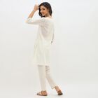 Women's Ivory White Cotton Round Neck Printed Kurta, ऑफ व्हाइट, small image number null