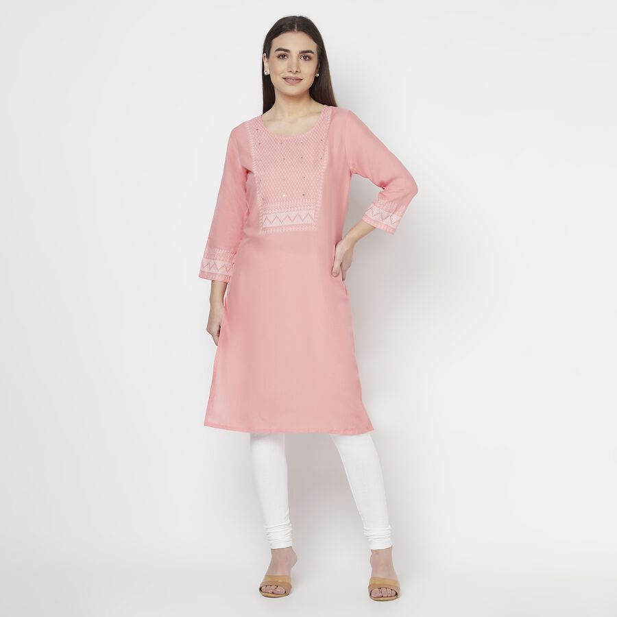 Printed Straight Kurta, Pink, large image number null