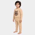Boys' Beige Round Neck Cartoon Print Baba Suit, गहरा पीला, small image number null