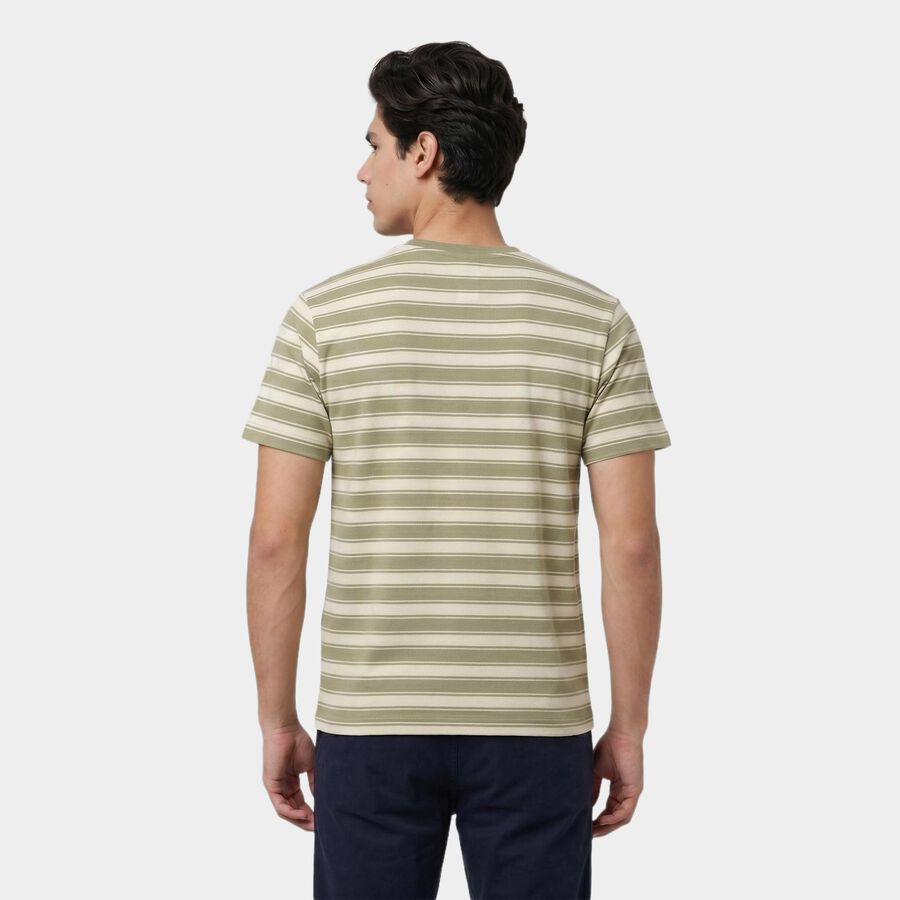 Men's Green Round Neck Regular T-Shirt, हल्का हरा, large