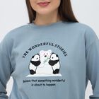 Women's Muted Steel Blue Crew Neck Casual Sweatshirt, Mid Blue, small image number null