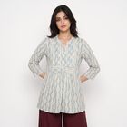 Women's Light Blue Notch Neck Floral Printed Kurti, Light Blue, small