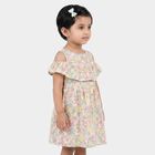 Girls' Off White Floral Printed Fit and Flare Frock, Off White, small