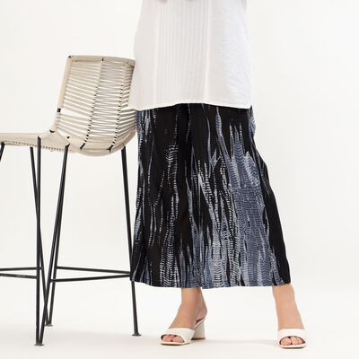 Women's Black Printed Wide-Leg Palazzos