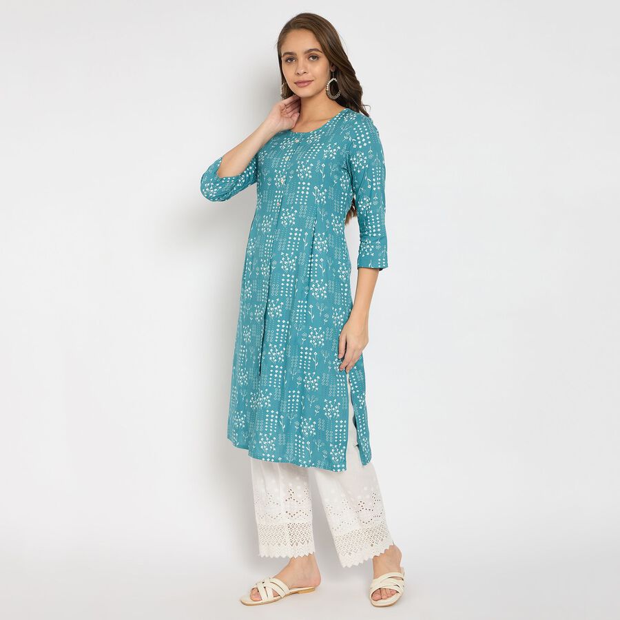 Ladies' Kurta, मध्यम नीला, large image number null