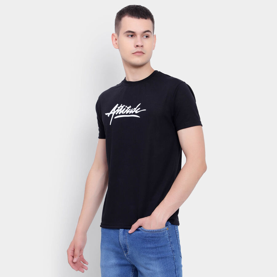 Round Neck T-Shirt, Black, large image number null