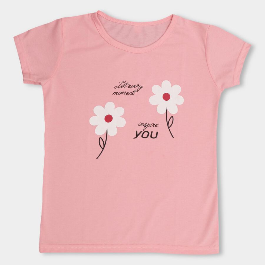 Girls' T-Shirt, हल्का गुलाबी, large image number null