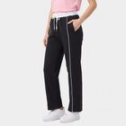 Women's Navy Straight Fit Side-Piped Track Pants, Navy Blue, small