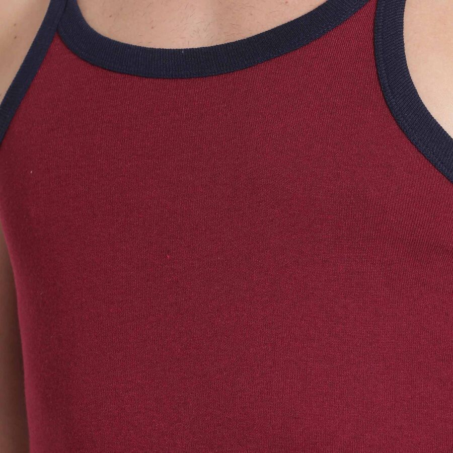 Solid Sleeveless Gym T-Shirt, Maroon, large image number null