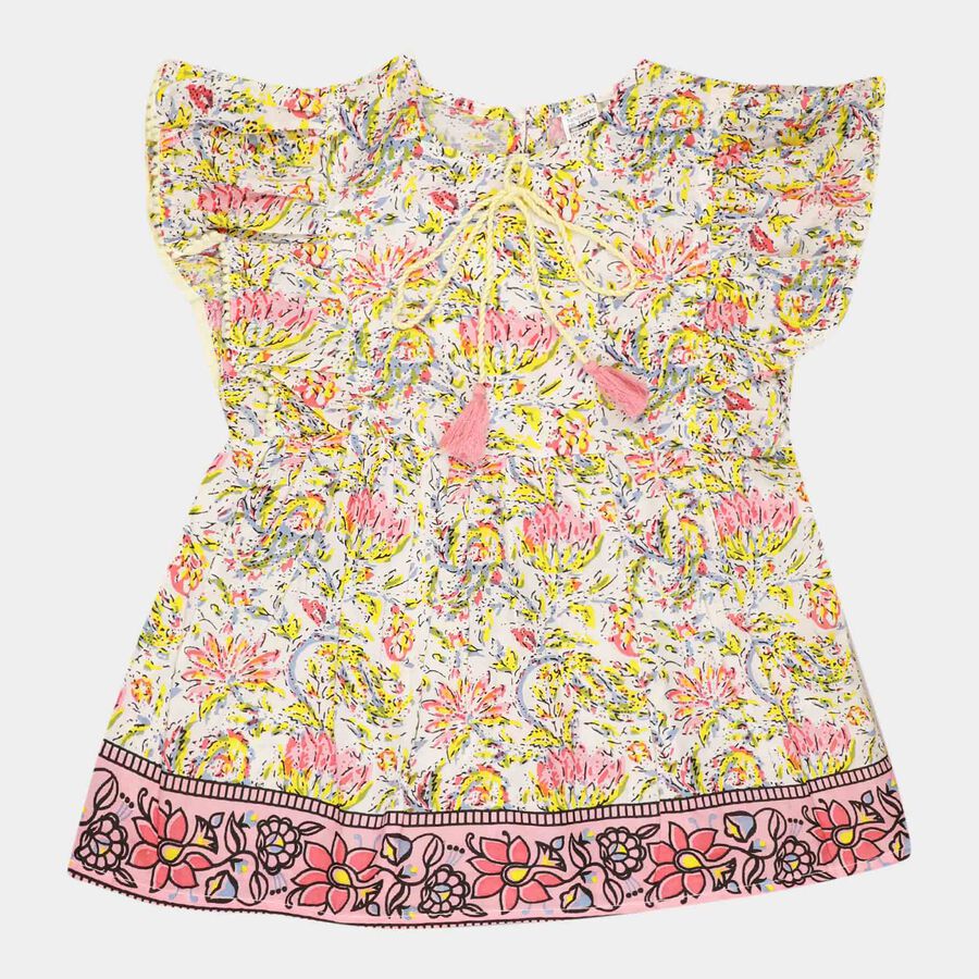 Girls Printed Blouse, Off White, large image number null