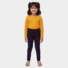 Girls' Navy Blue Printed Cotton Blend Pyjama, Navy Blue, small
