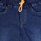 Boys' Dark Blue Regular Fit Elastic Waistband Jeans, Dark Blue, small