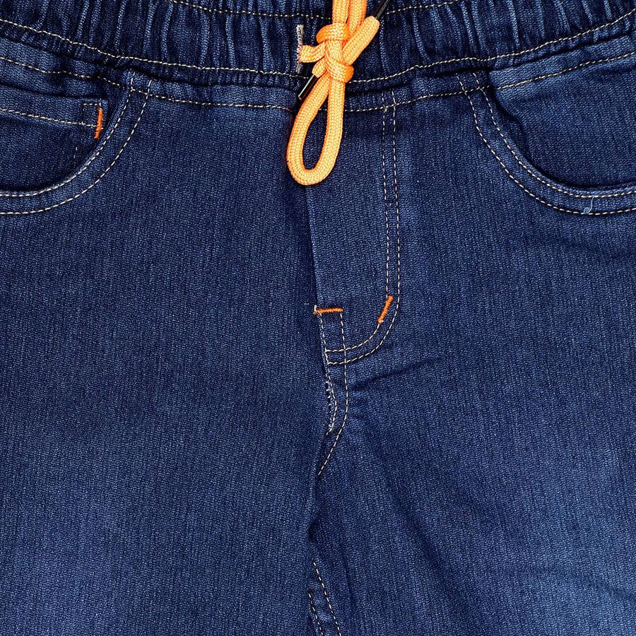 Boys' Dark Blue Regular Fit Elastic Waistband Jeans, Dark Blue, large