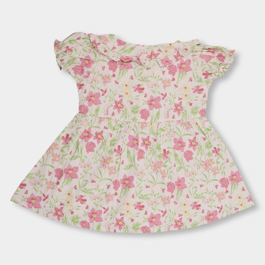 Infant Girls' 100% Cotton Collar Frock , Light Pink, large image number null