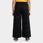 Girls Black Wide Leg Side Stitch Detail Jeans, काला, small