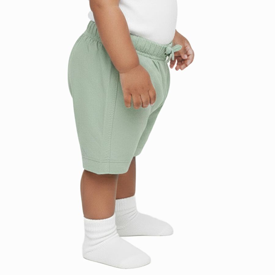 Infants' Light Sage Green Cotton Embroidered Half Pant, हल्का हरा, large image number null