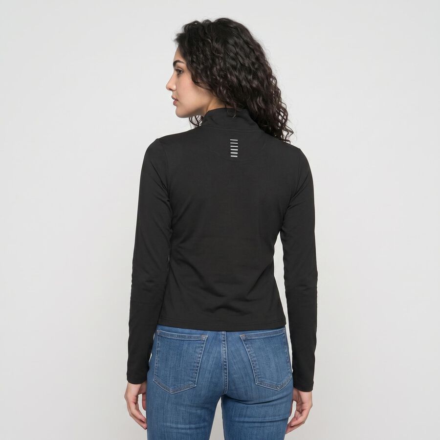Women's Black Stand Collar Windbreaker Jacket, Black, large