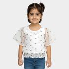 Girls Bright Snow White Round Neck Romantic T-Shirt, White, small image number null
