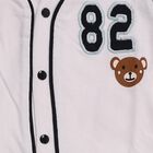 Infants' White Cotton V-Neck Applique Baba Suit, Navy Blue, small image number null