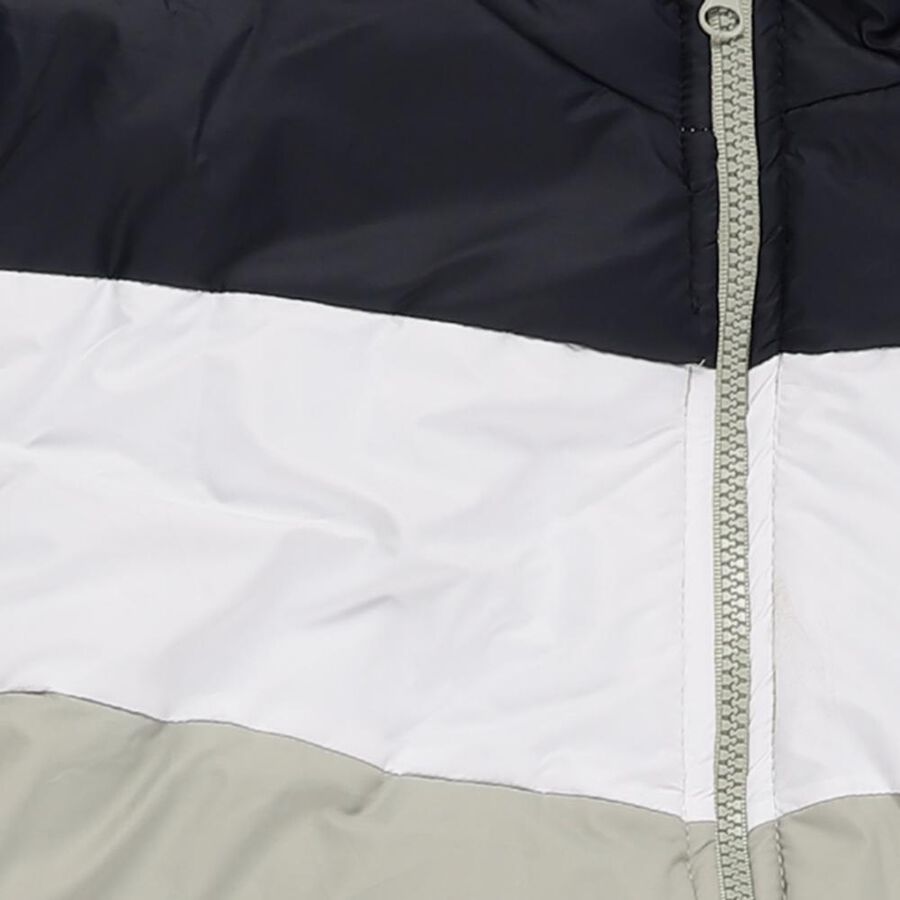 Boys Light Sage Green and Navy Hooded Puffer Jacket, हल्का हरा, large image number null