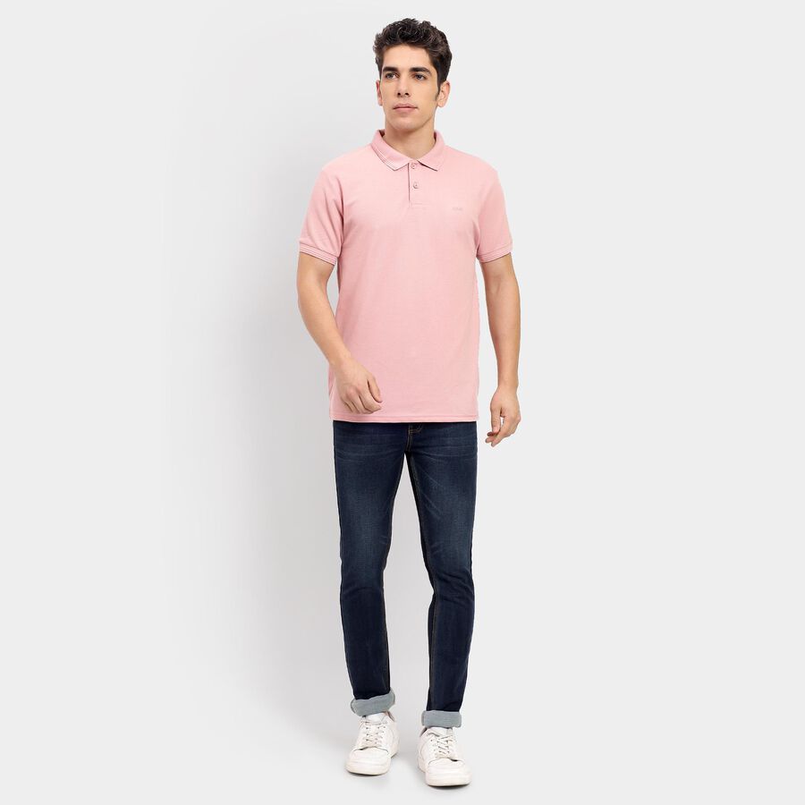 Men's Collared Half Sleeves T-Shirt , Light Pink, large image number null