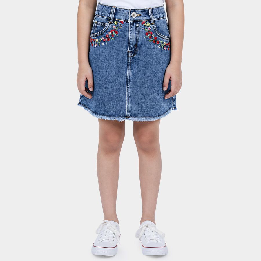 Girls' Skirt, Mid Blue, large