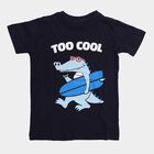 Boys Navy Blue Cotton Crew Neck Casual T-Shirt, Navy Blue, small