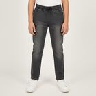 Boys' Charcoal Black Slim Fit Elastic Waist Jeans, हल्का ग्रे, small image number null