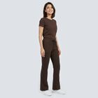 Women's Brown Regular Fit Basic Track Pants, Brown, small