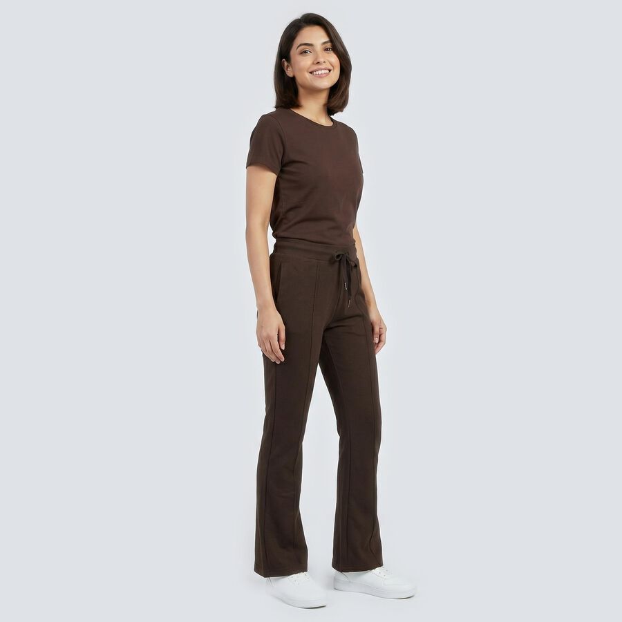Women's Brown Regular Fit Basic Track Pants, Brown, large