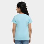 Girls' Aqua Round Neck Graphic Printed T-Shirt, एक्वा, small