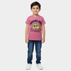 Boys Pink Cotton Round Neck Graphic T-Shirt, Pink, small
