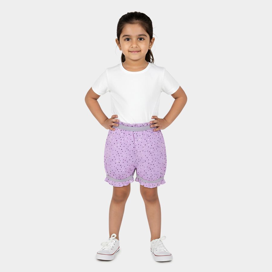 Girls Purple Regular Fit Printed Bloomers, Lilac, large