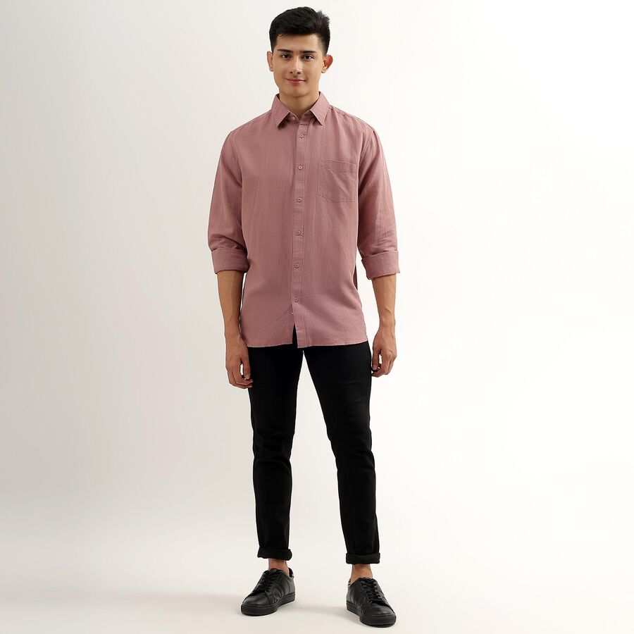 Men's Dusty Rose Regular Collar Casual Shirt, मूँगा (कोरल), large image number null