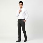 Men's Black Slim Fit Textured Chino Trousers, काला, small