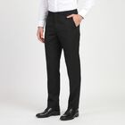 Men's Black Slim Fit Flat-Front Formal Trousers, Black, small